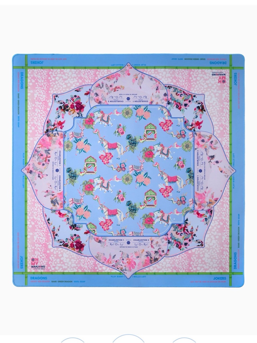 Vivara Mahjong Mat-Floral Carousel Print Blue Pink